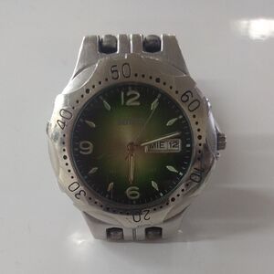 Benrus Silver and Green Dial Watch